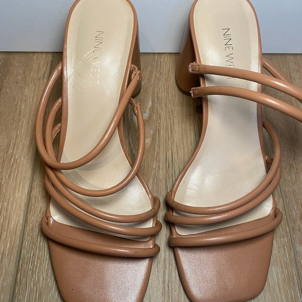 Beige Chunky Heel Nine West Sandals
